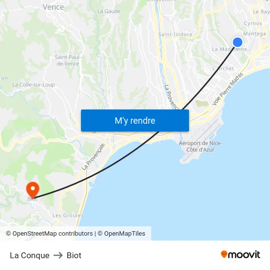 La Conque to Biot map
