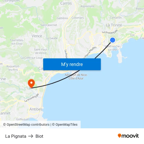 La Pignata to Biot map