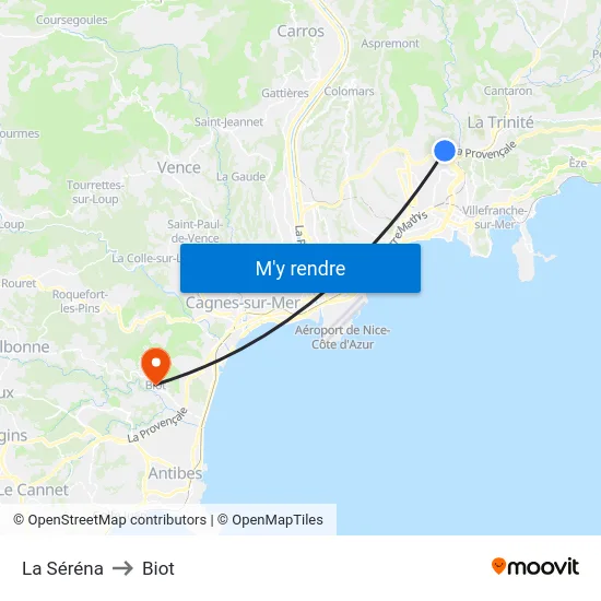 La Séréna to Biot map