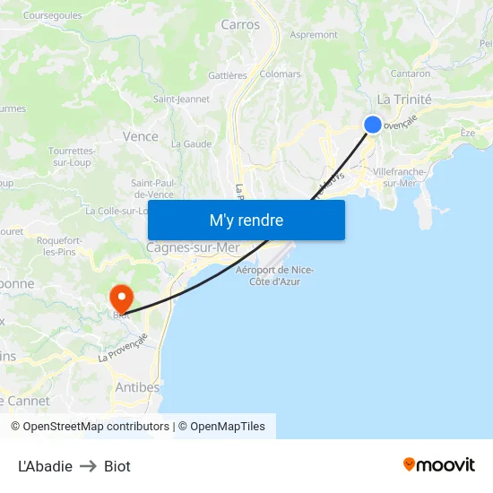 L'Abadie to Biot map
