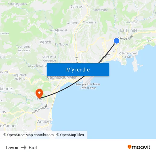 Lavoir to Biot map