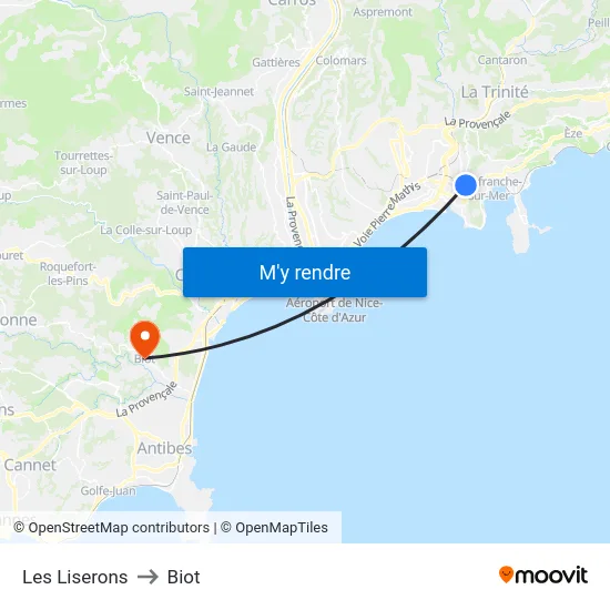 Les Liserons to Biot map