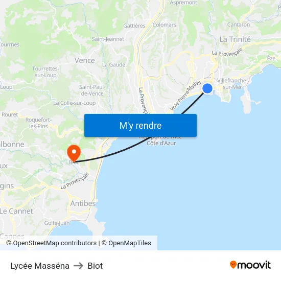 Lycée Masséna to Biot map
