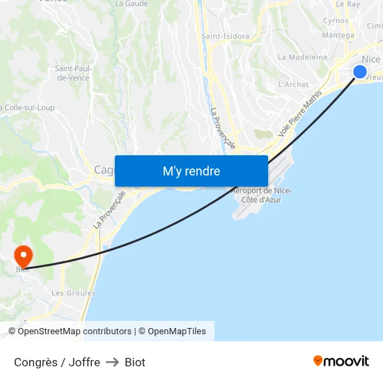 Congrès / Joffre to Biot map