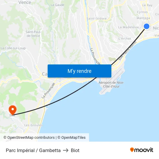 Parc Impérial / Gambetta to Biot map