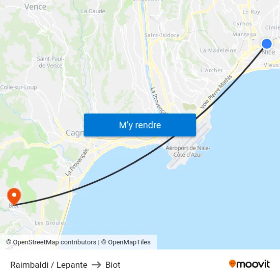 Raimbaldi / Lepante to Biot map