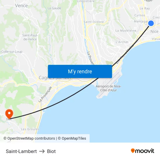Saint-Lambert to Biot map