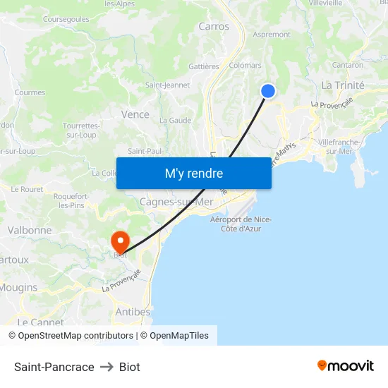 Saint-Pancrace to Biot map