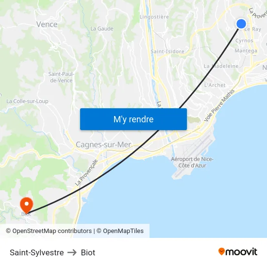 Saint-Sylvestre to Biot map