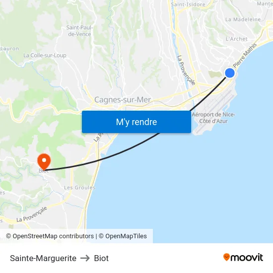 Sainte-Marguerite to Biot map