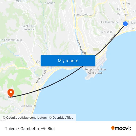 Thiers / Gambetta to Biot map