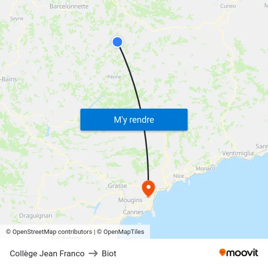 Collège Jean Franco to Biot map