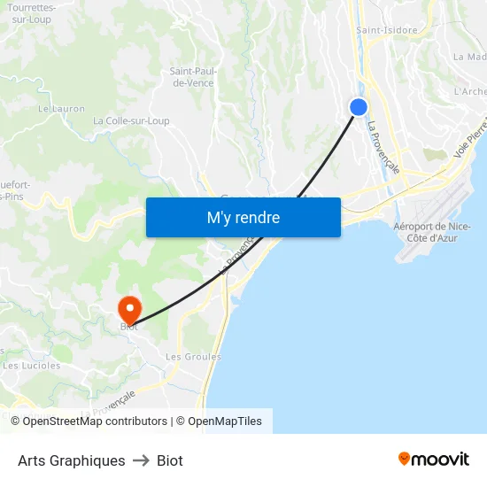 Arts Graphiques to Biot map