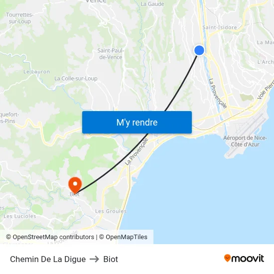 Chemin De La Digue to Biot map