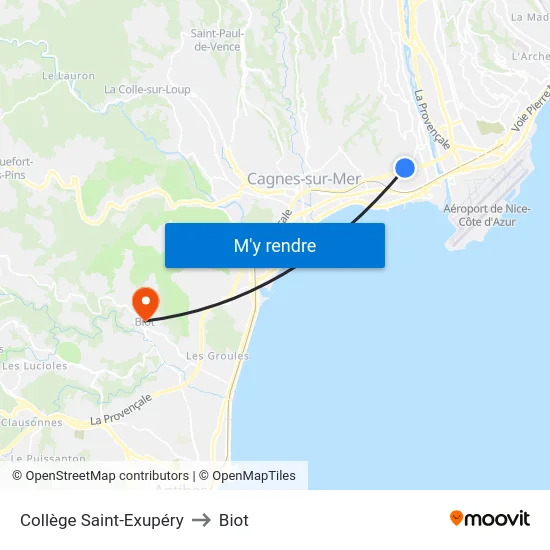 Collège Saint-Exupéry to Biot map