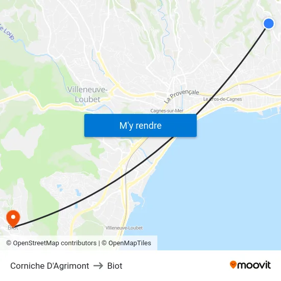 Corniche D'Agrimont to Biot map