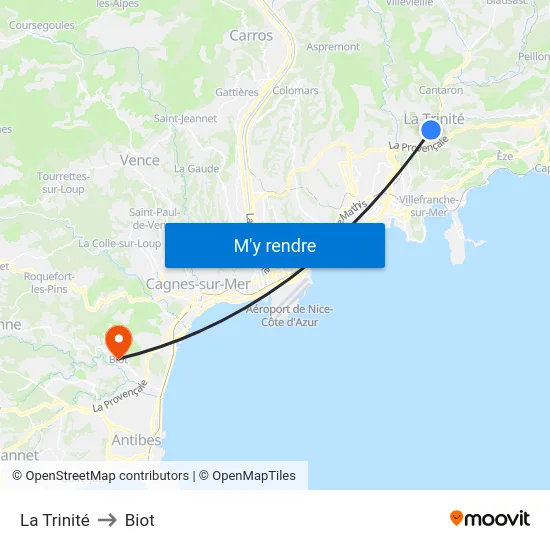 La Trinité to Biot map