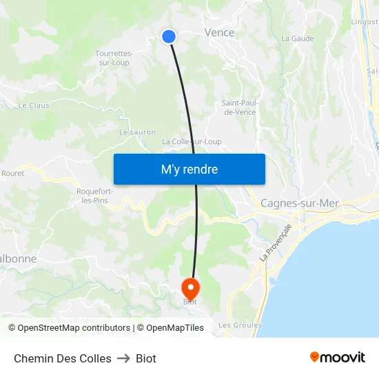 Chemin Des Colles to Biot map