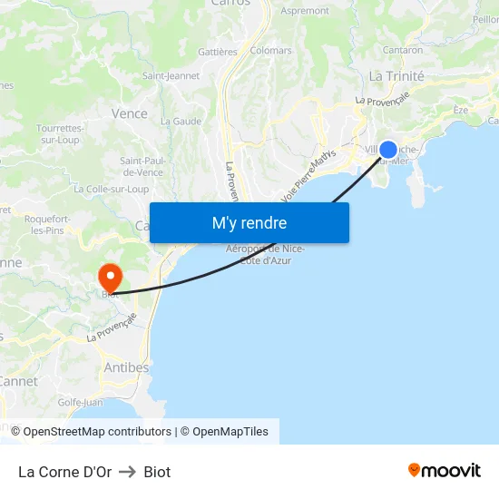 La Corne D'Or to Biot map