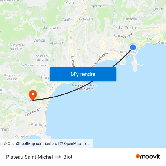Plateau Saint-Michel to Biot map