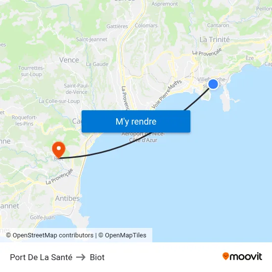 Port De La Santé to Biot map