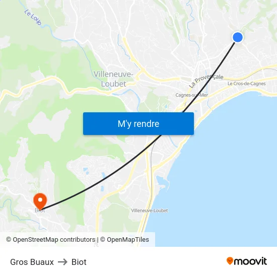 Gros Buaux to Biot map
