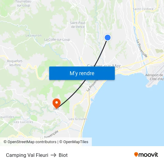Camping Val Fleuri to Biot map