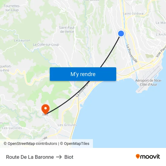 Route De La Baronne to Biot map
