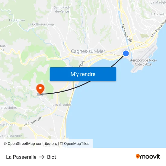 La Passerelle to Biot map