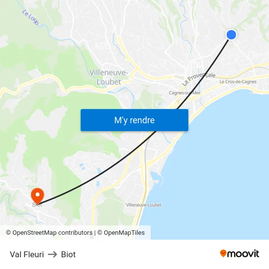 Val Fleuri to Biot map