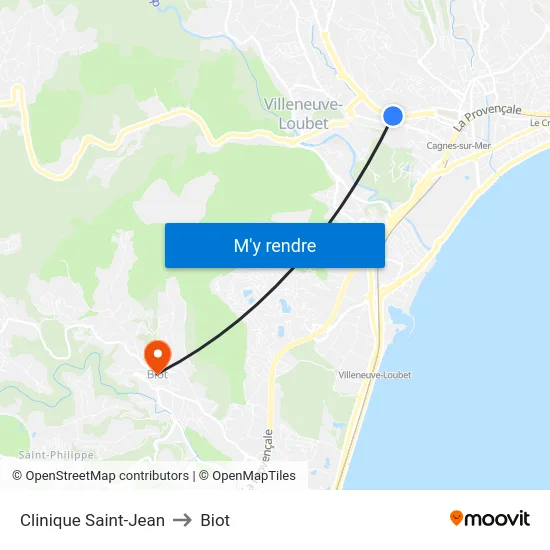 Clinique Saint-Jean to Biot map