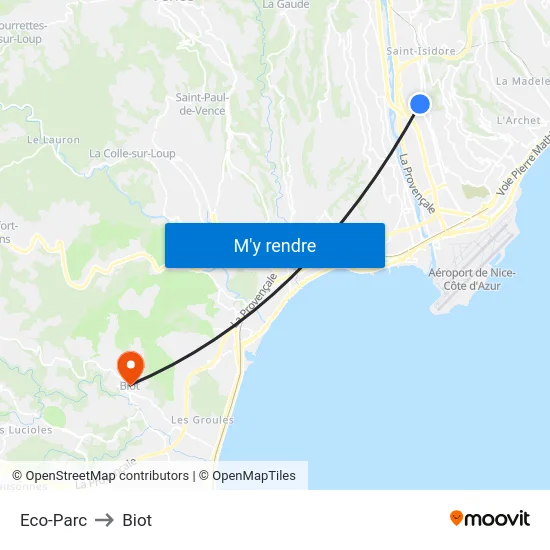 Eco-Parc to Biot map