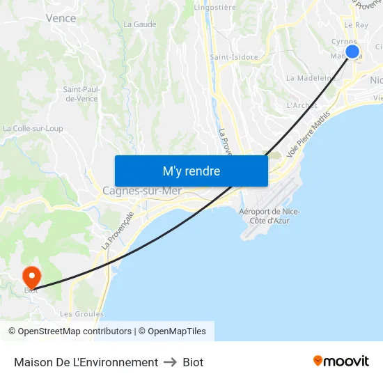 Maison De L'Environnement to Biot map