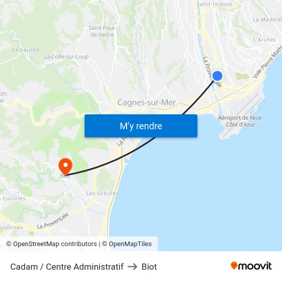 Cadam / Centre Administratif to Biot map