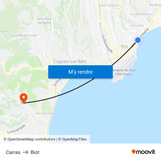 Carras to Biot map