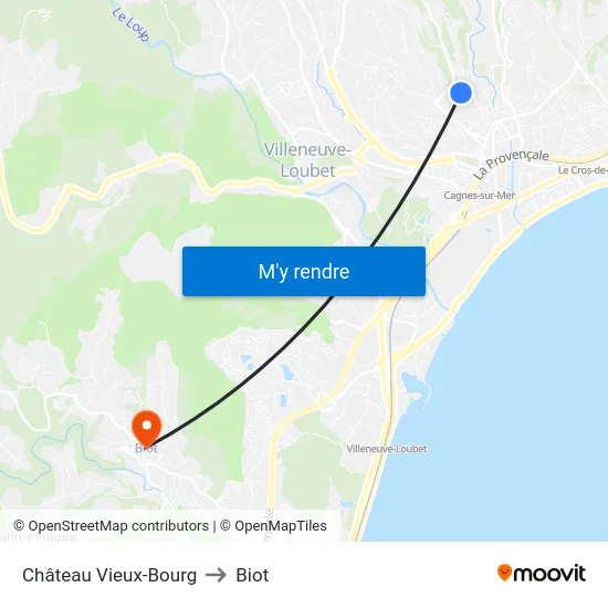 Château Vieux-Bourg to Biot map