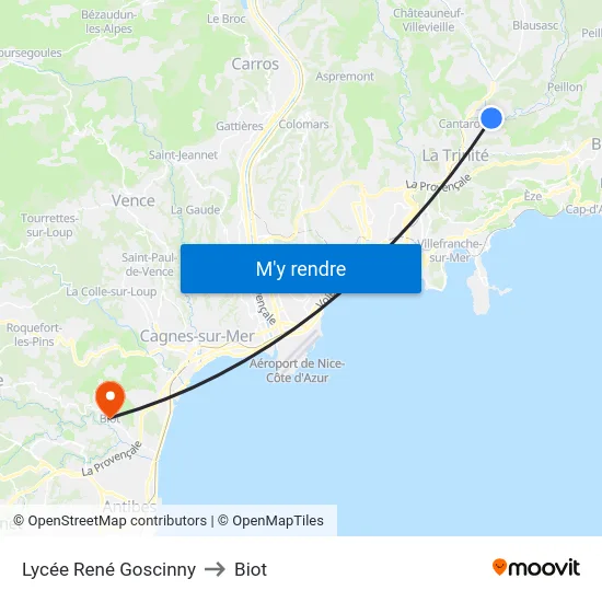 Lycée René Goscinny to Biot map