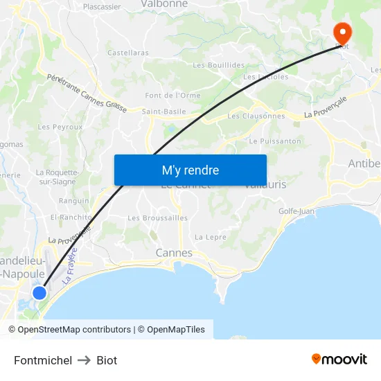 Fontmichel to Biot map