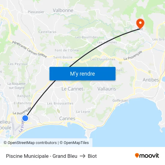 Piscine Municipale - Grand Bleu to Biot map