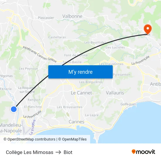 Collège Les Mimosas to Biot map