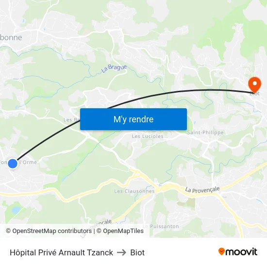 Hôpital Privé Arnault Tzanck to Biot map