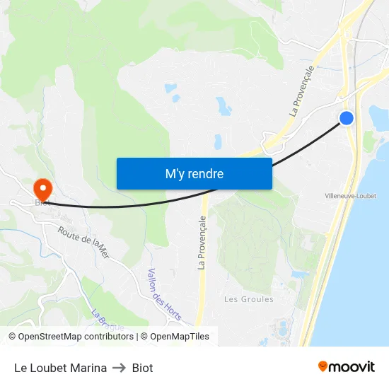 Le Loubet Marina to Biot map