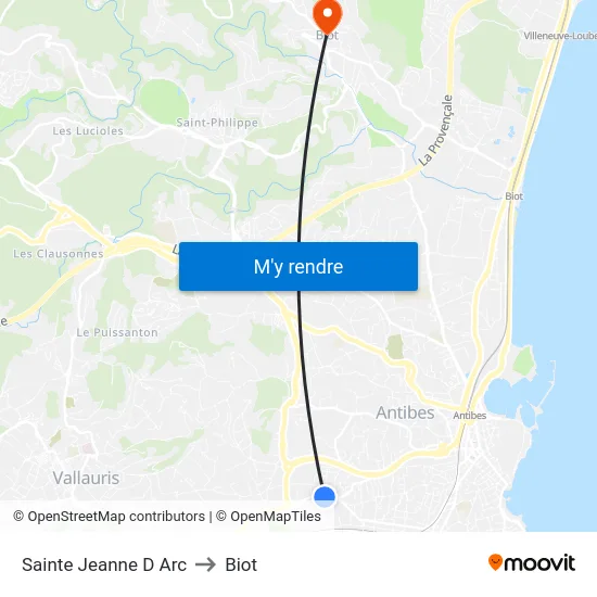 Sainte Jeanne D Arc to Biot map