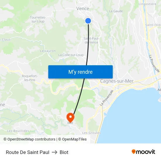 Route De Saint Paul to Biot map