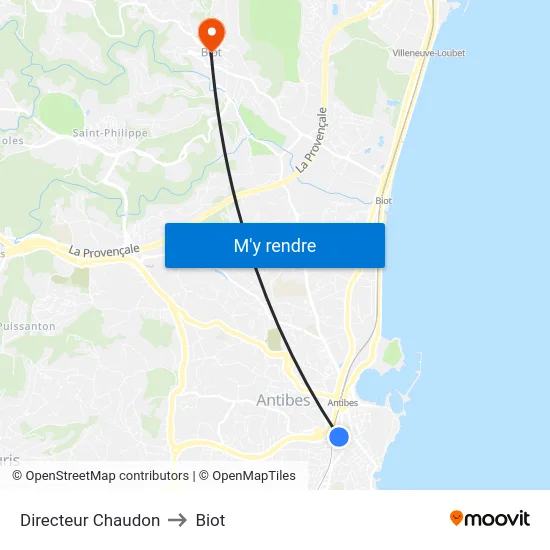Directeur Chaudon to Biot map