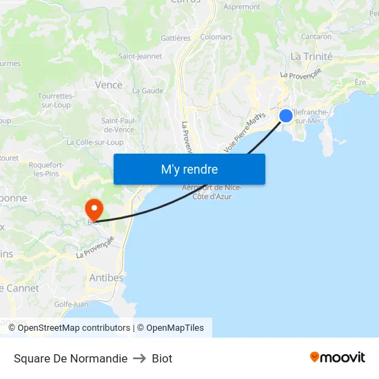 Square De Normandie to Biot map