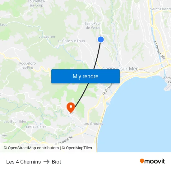 Les 4 Chemins to Biot map