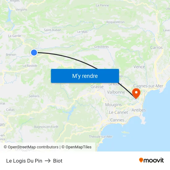 Le Logis Du Pin to Biot map