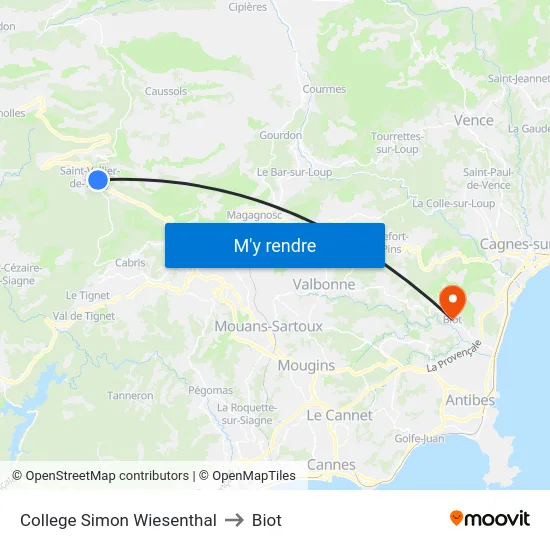 College Simon Wiesenthal to Biot map