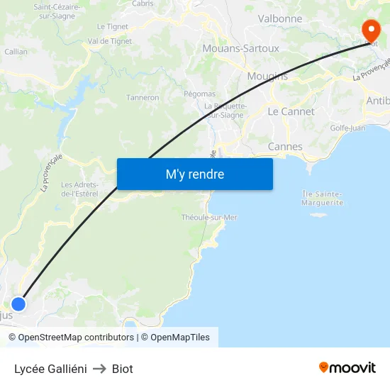 Lycée Galliéni to Biot map